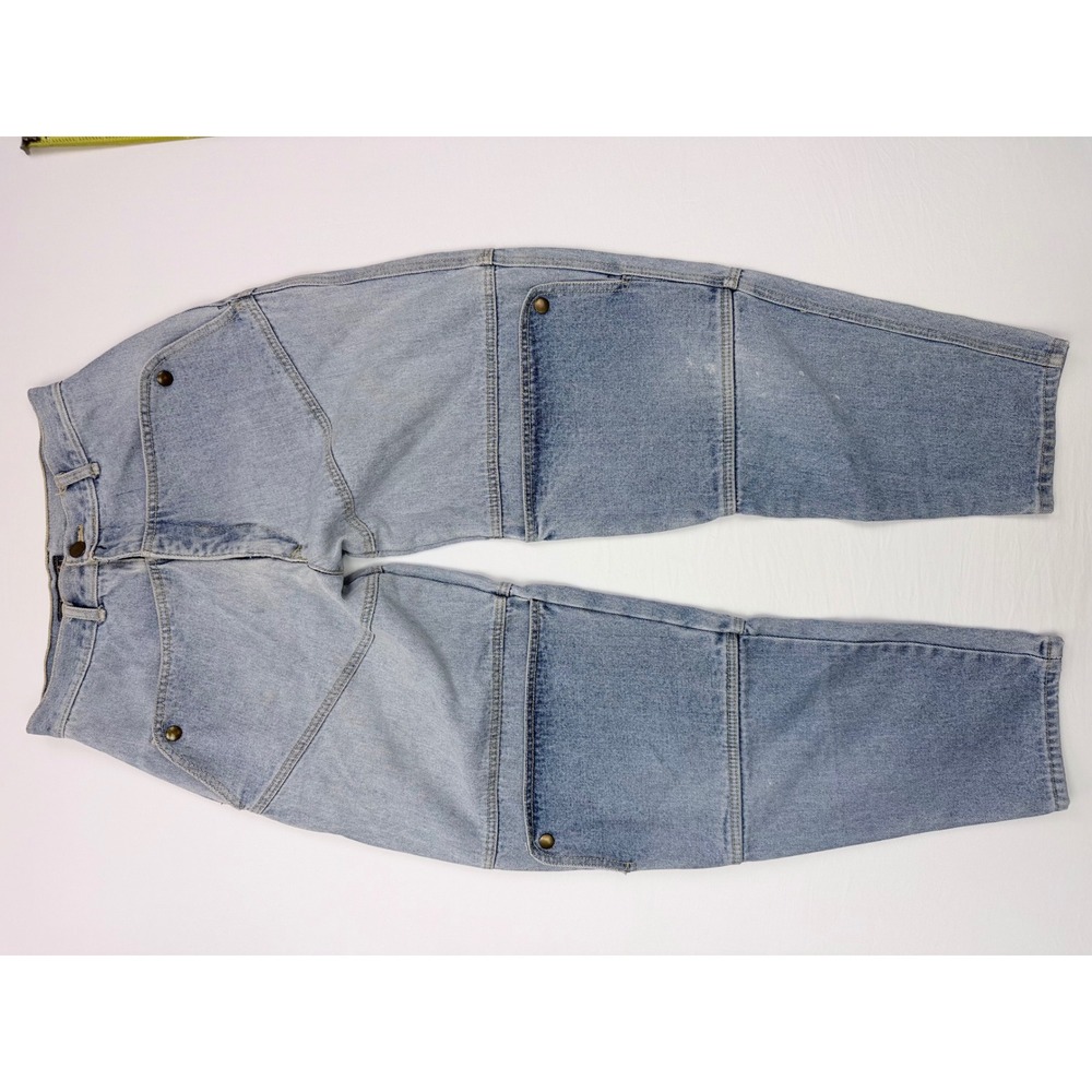 Vintage Y2K Express Avant Garde Utility Panel Barrel Leg Jeans Light Wash 4 - Picture 3 of 14